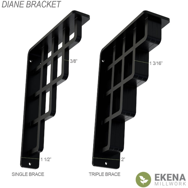 Diane Wrought Iron Bracket, (Single Center Brace), Antiqued Pewter 1 1/2W X 5 1/2D X 8H